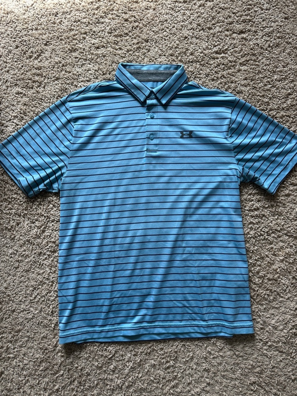 Under Armour Aqua Blue Thin-Striped Polo